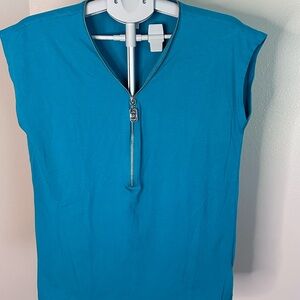 Blue Women's Zip-Up Top